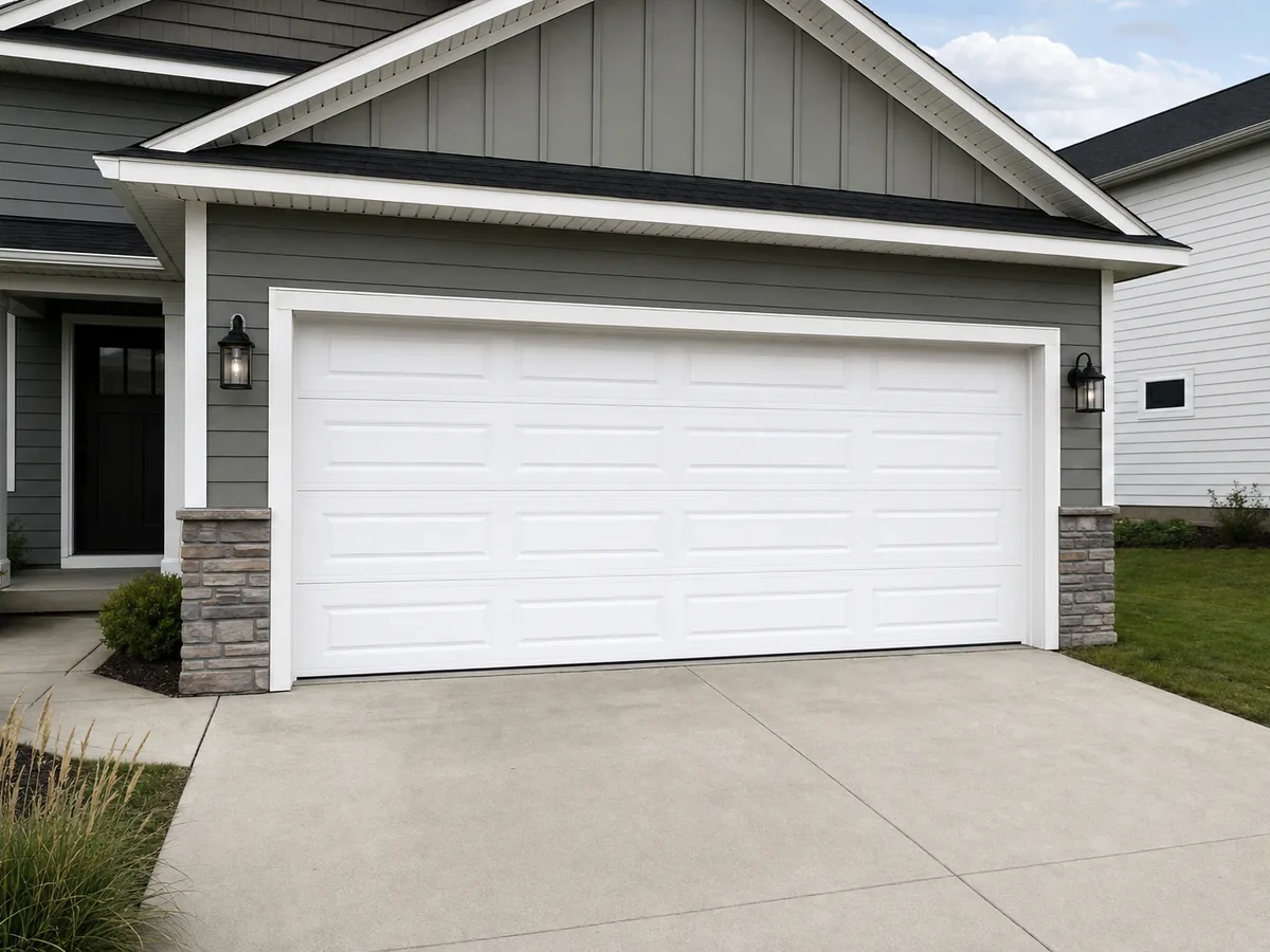 Newly installed garage door viewed from inside the garage — completed job in Tempe, AZ